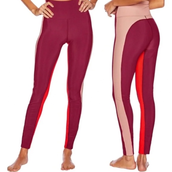 BEACH RIOT SPORT | Marlene Colorblock Top and Legging Set in Merlot | Size L & M - Picture 3 of 13